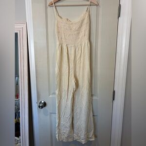 H&M Cream Linen Blend Jumpsuit- Large
